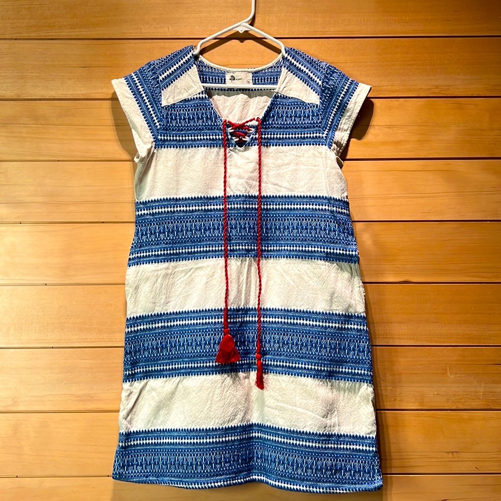 Kopal White and Blue Mid-Dress
